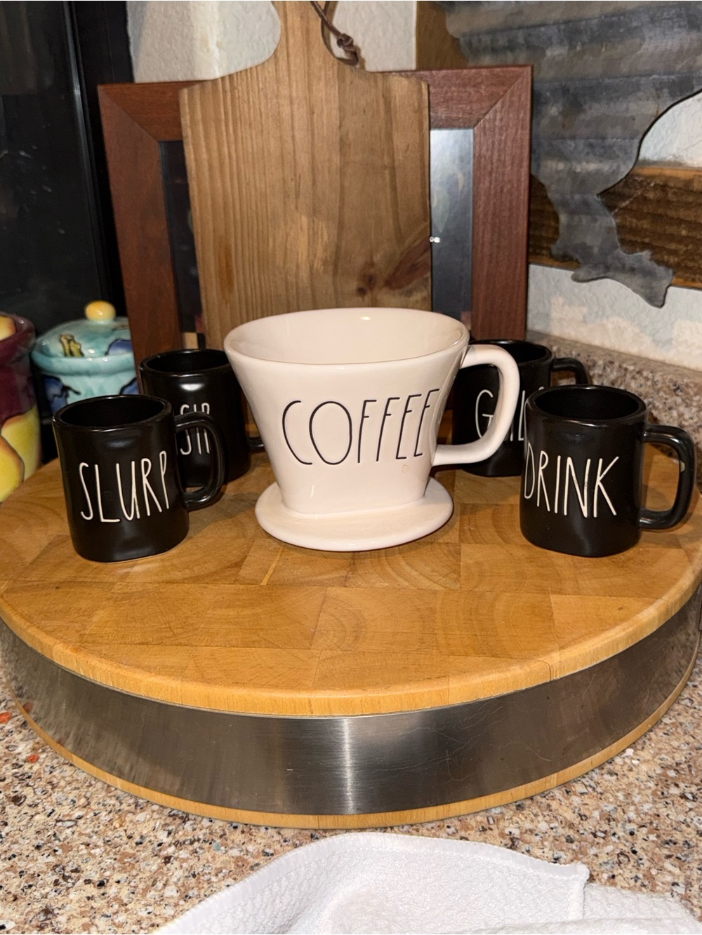 Rae Dunn Coffee Pour Over Dripper & 4 Espresso Mugs Set ☕